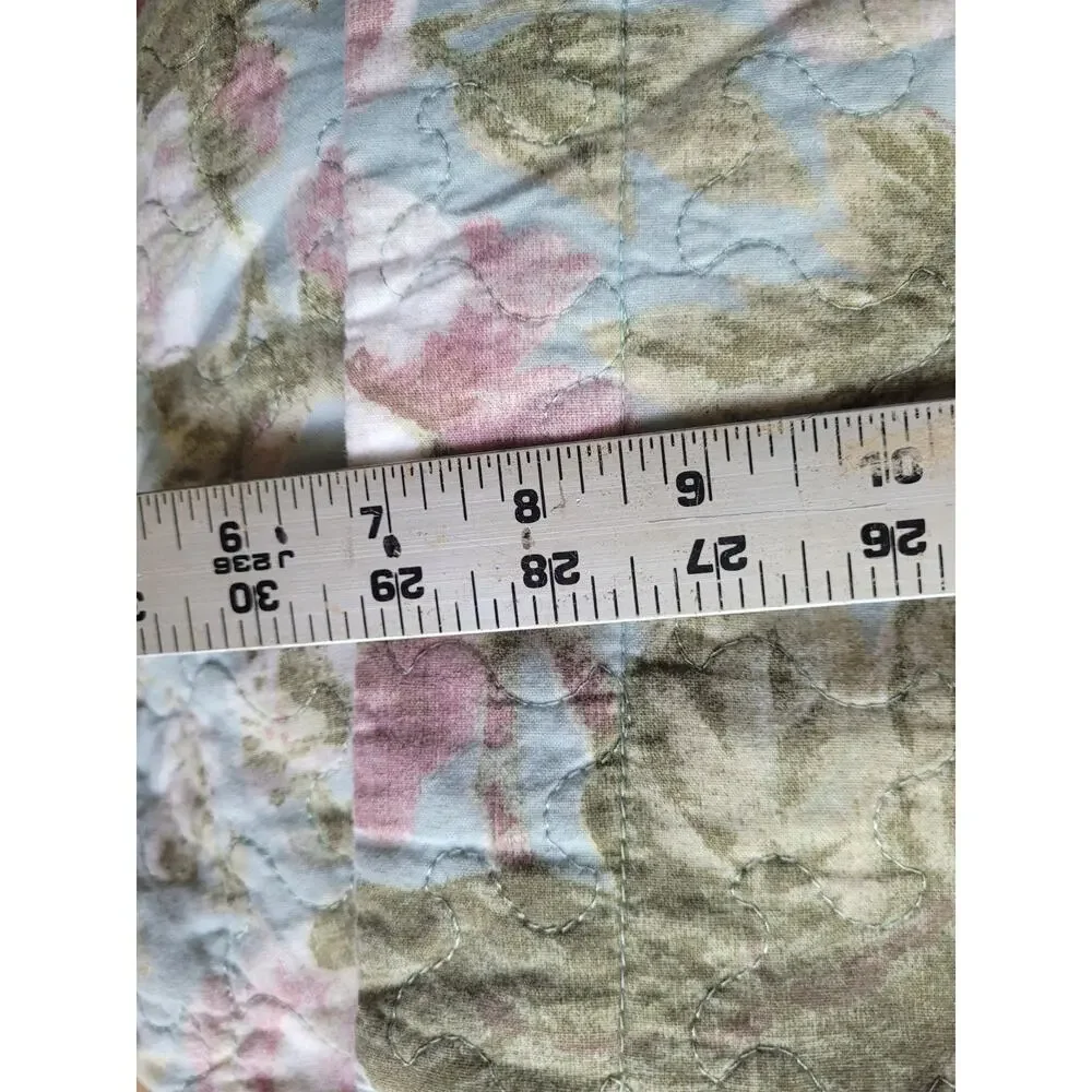Waverly Floral Quilted Standard Pillow Sham Blue Pink Green 20x27